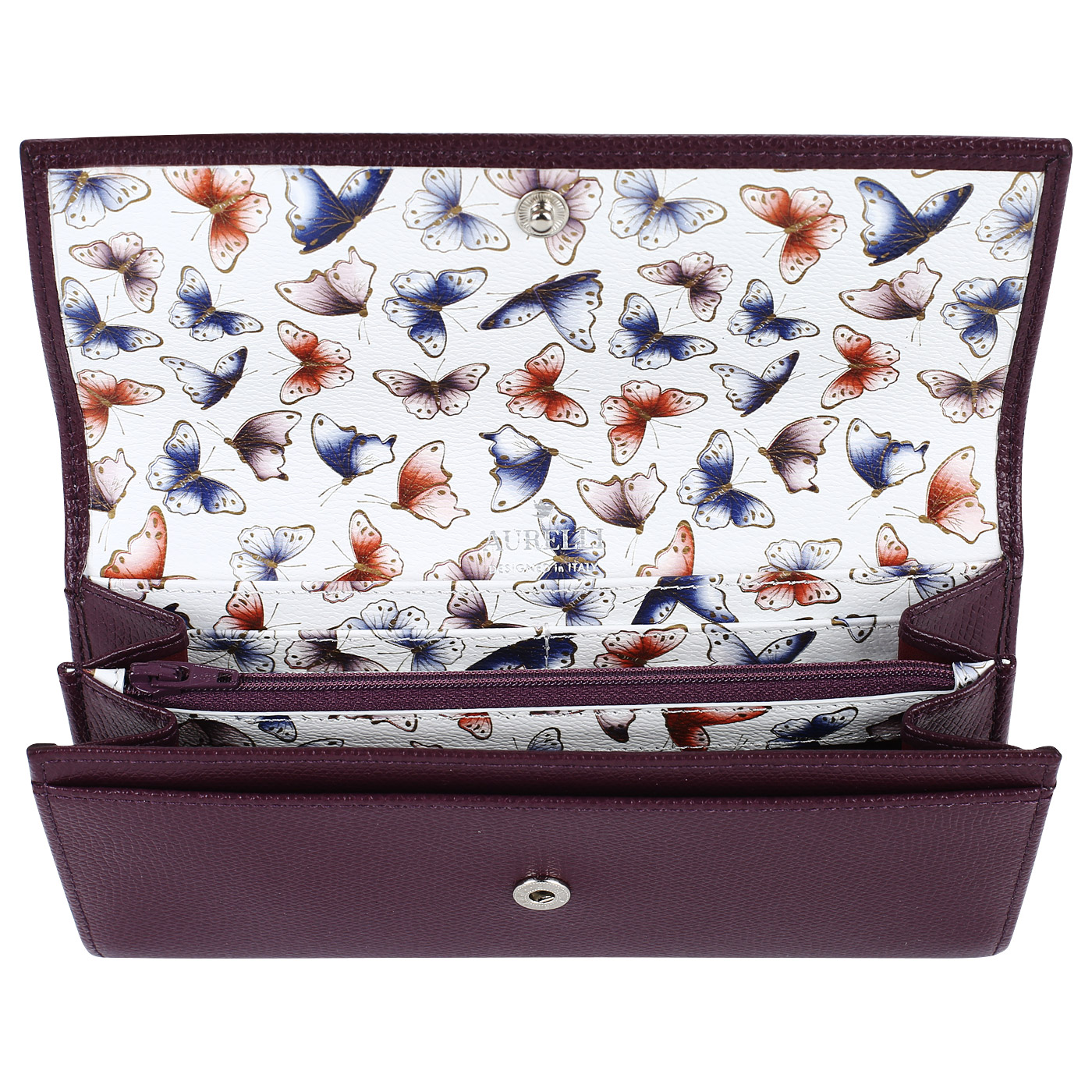Кожаное портмоне на кнопке Aurelli Alma fantasia