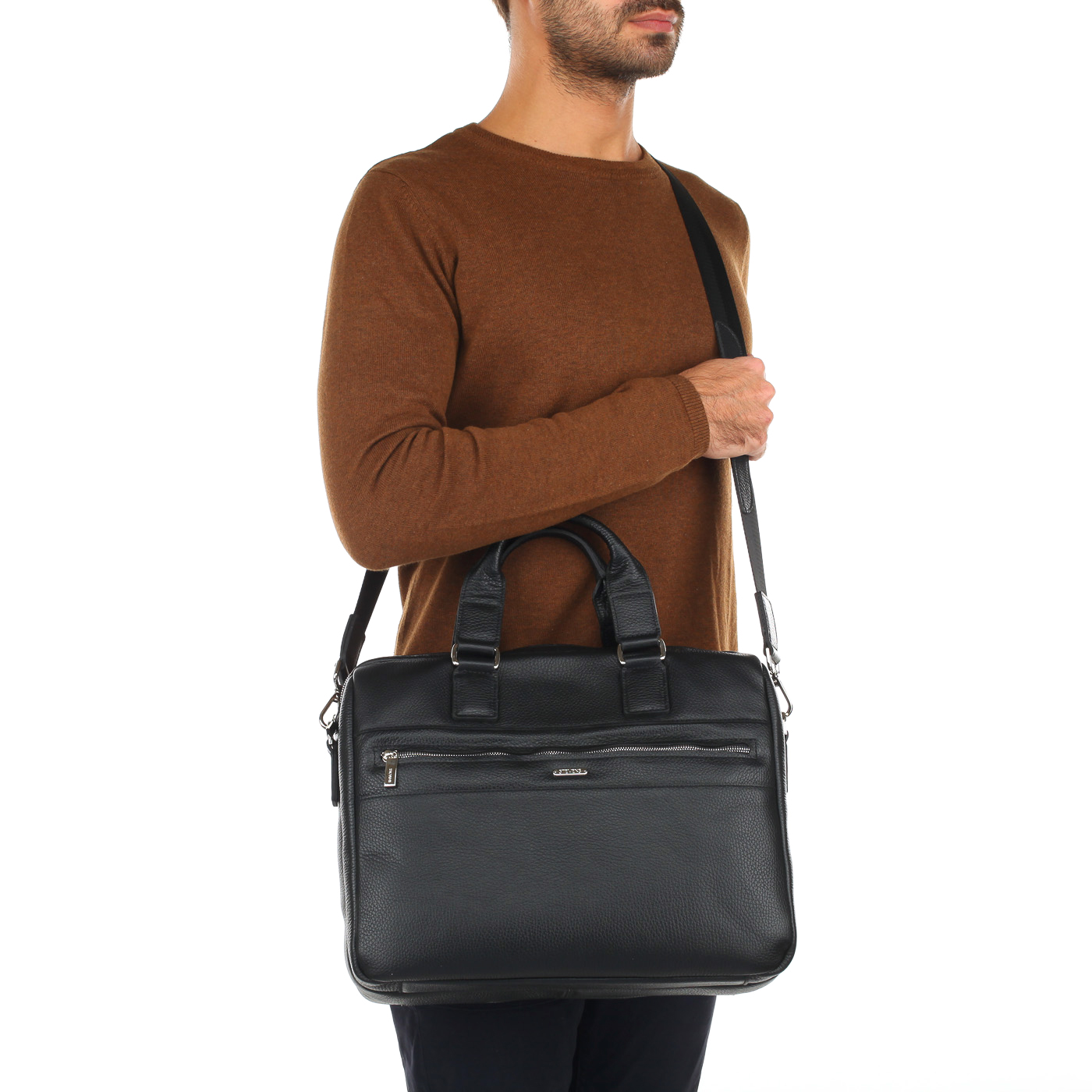 Вместительная мужская деловая сумка из натуральной кожи Stevens 