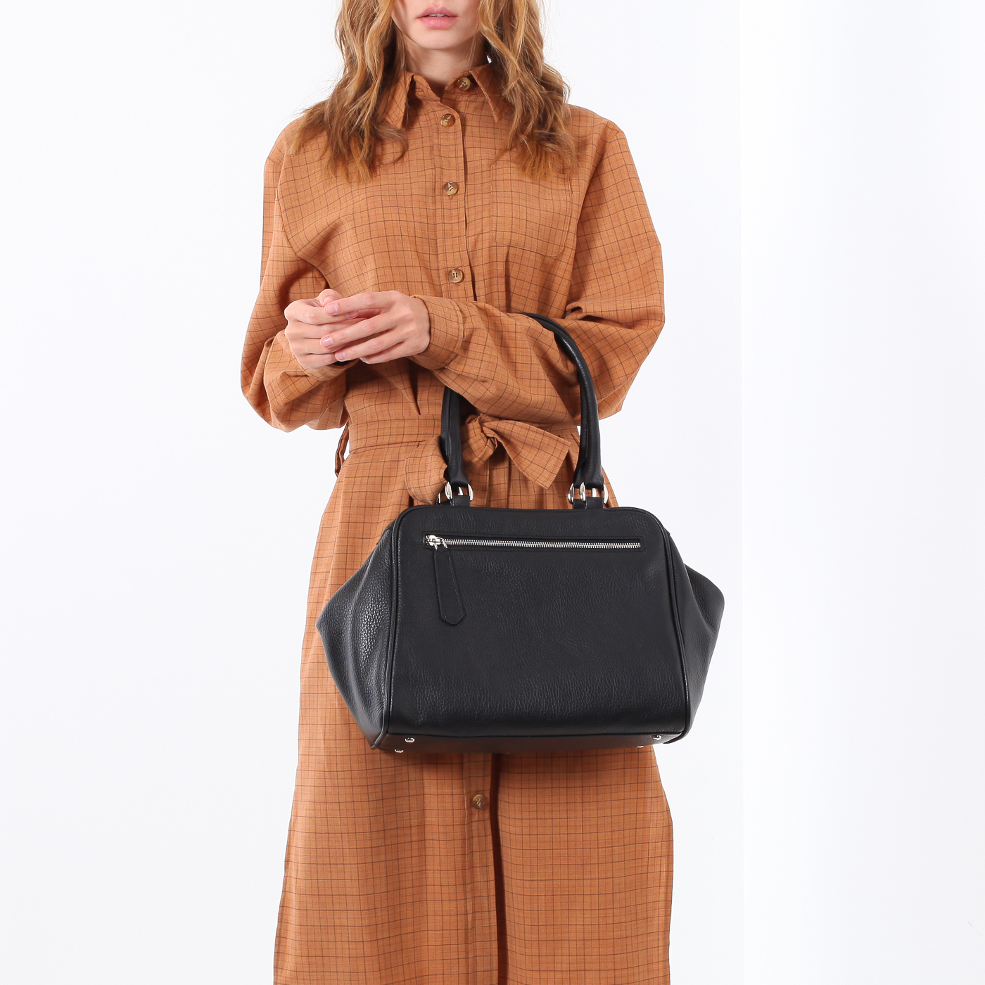 Черная кожаная сумка Chatte Marseille