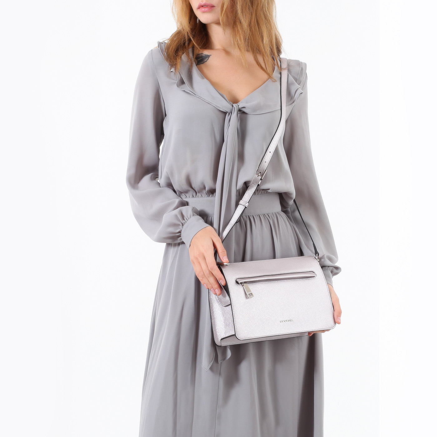 Сафьяновая сумочка со съемным ремешком Cromia Perla