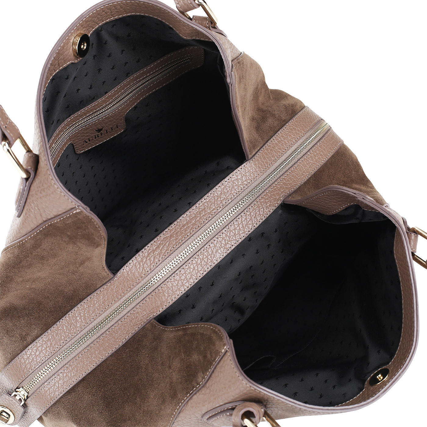 Мягка кожаная сумка с тремя отделами Aurelli 