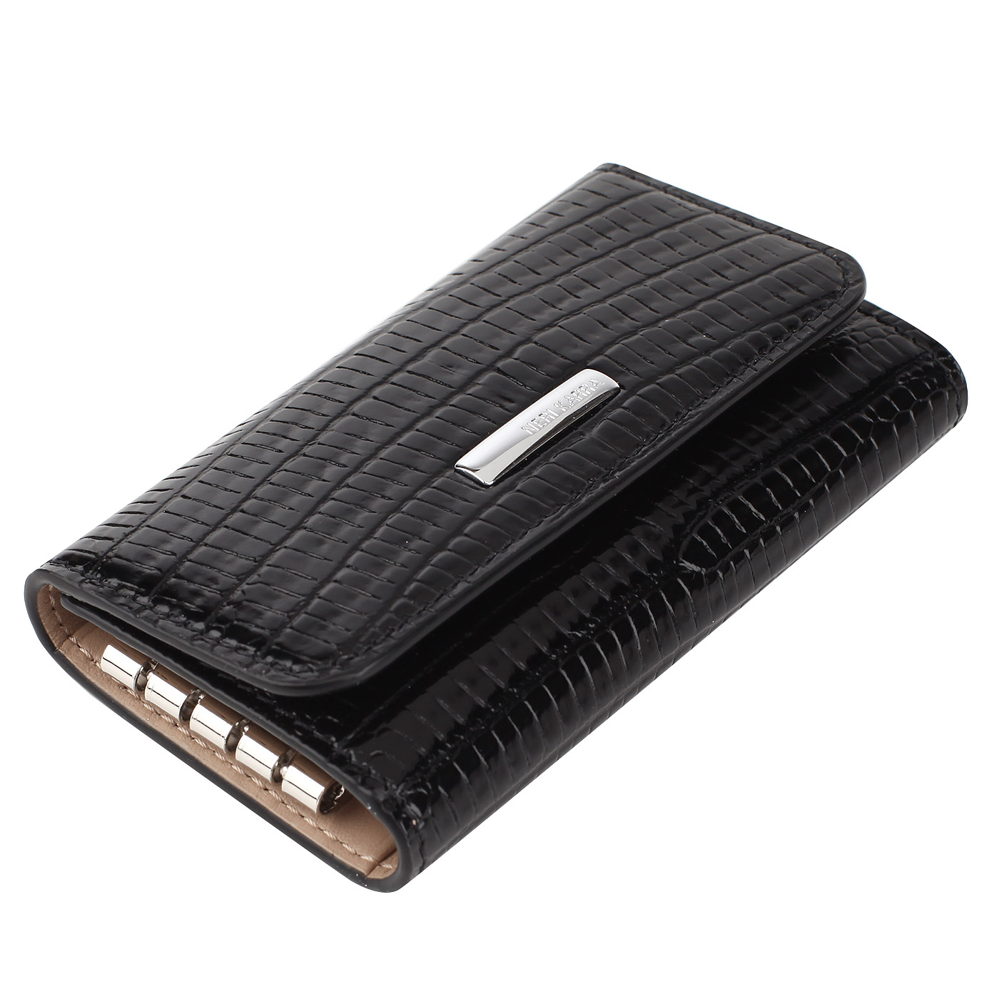 Черная кожаная ключница с кнопками Neri Karra 