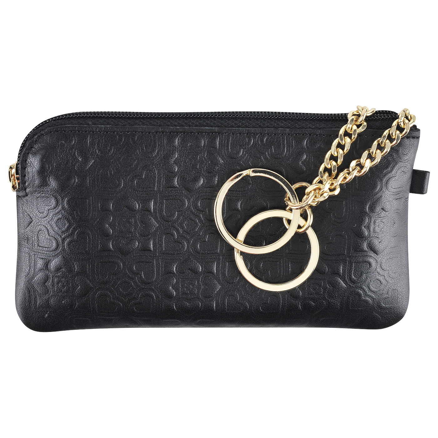 Черная ключница с тиснением Chatte Hearts