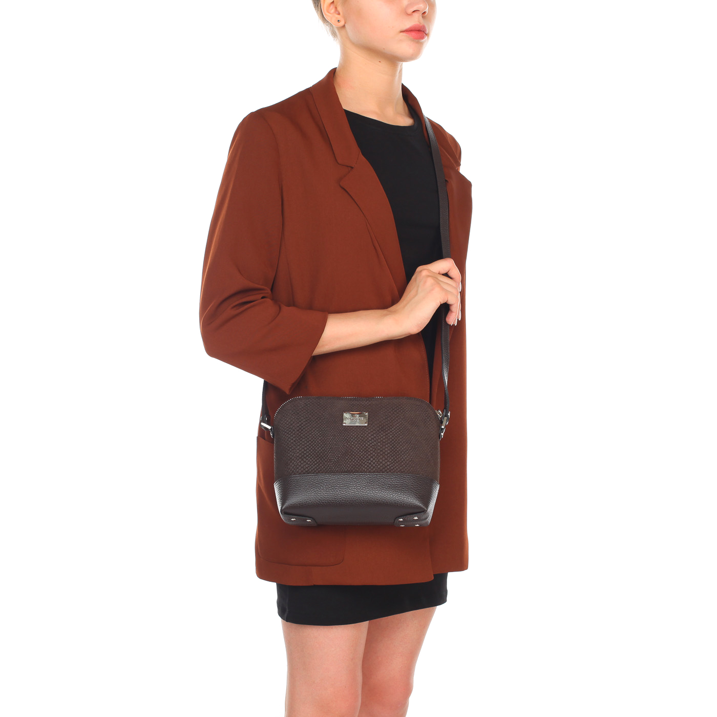 Маленькая женская сумочка из комбинированной кожи через плечо Chatte Lion