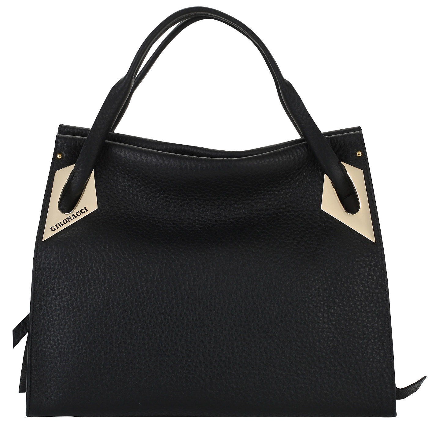 Gironacci Черная кожаная сумка на двойной молнии