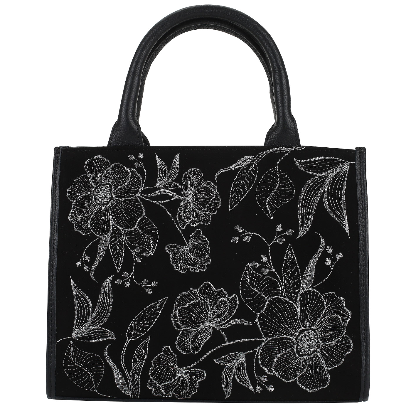 Marina Creazioni Сумка из кожи и замши с вышивкой