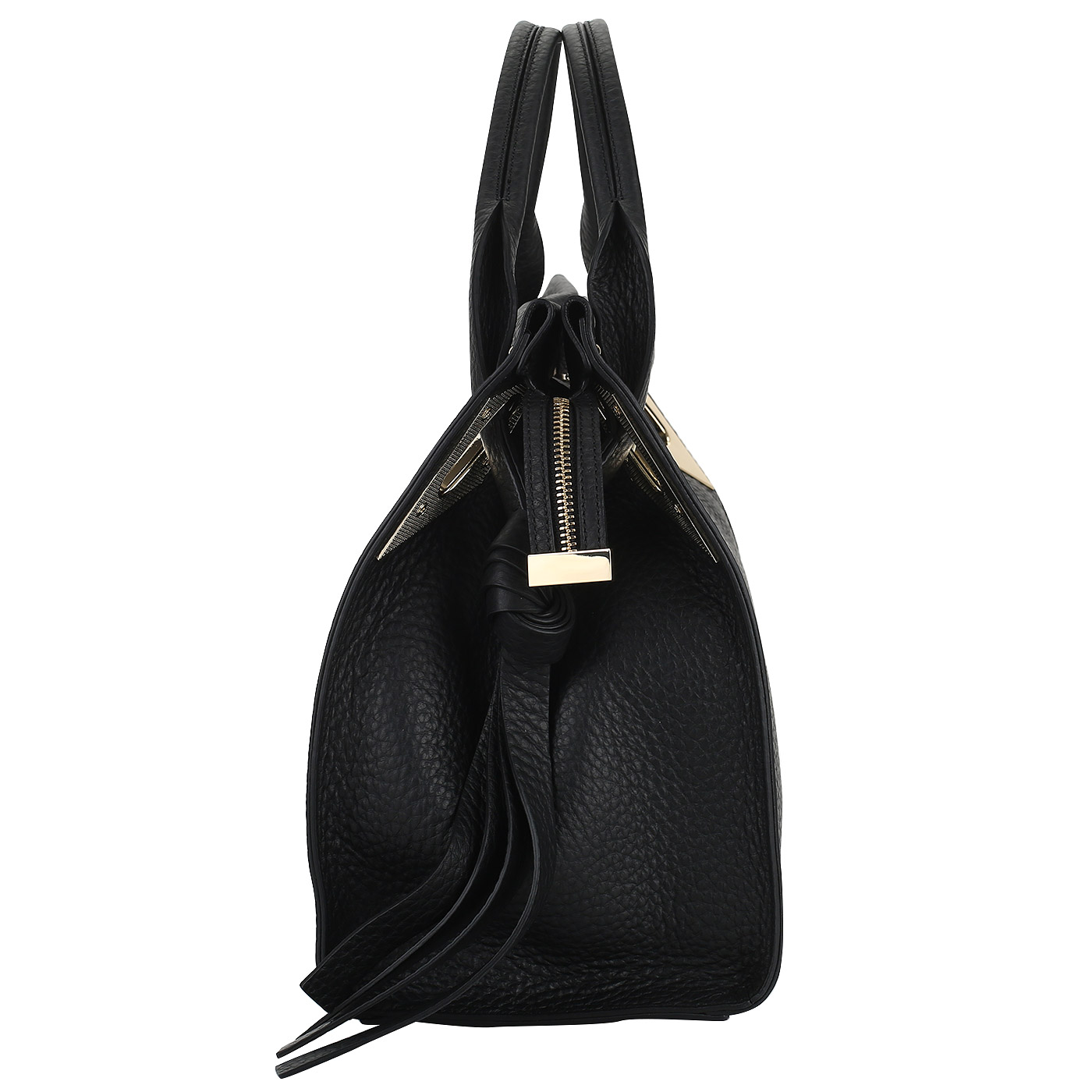 Черная кожаная сумка на двойной молнии Gironacci 