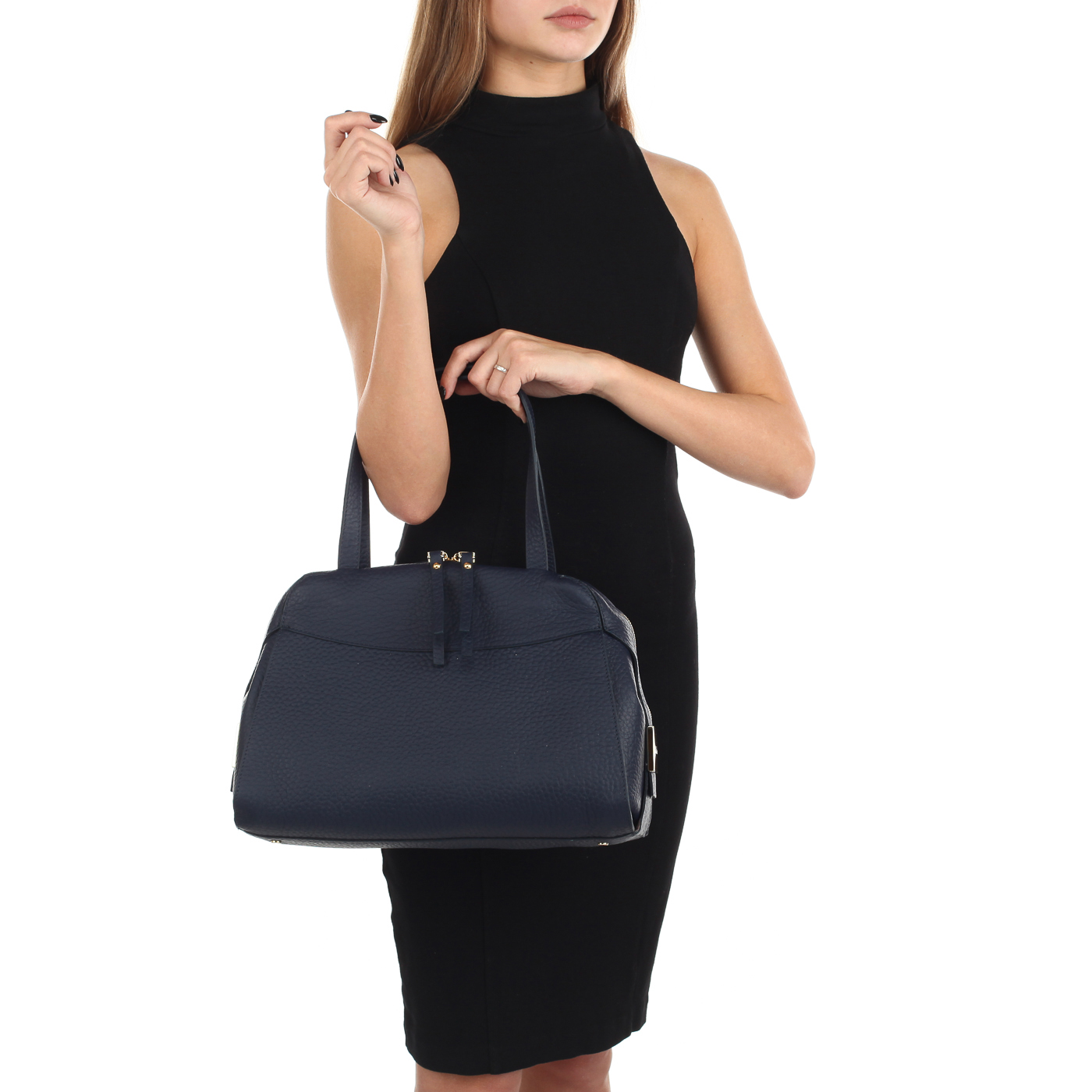 Синяя кожаная сумка Gilda Tonelli King Eco