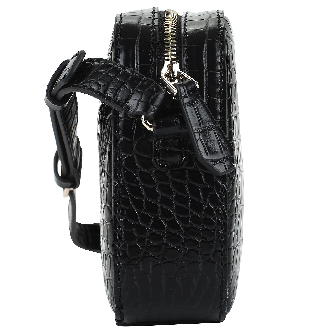 Черная сумочка с отделкой под крокодила Guess Kamryn