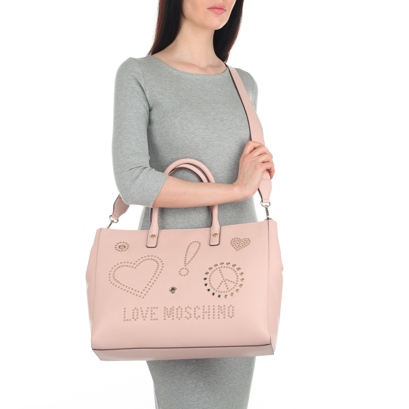 Женская сумка на молнии Love Moschino Sing and Studs