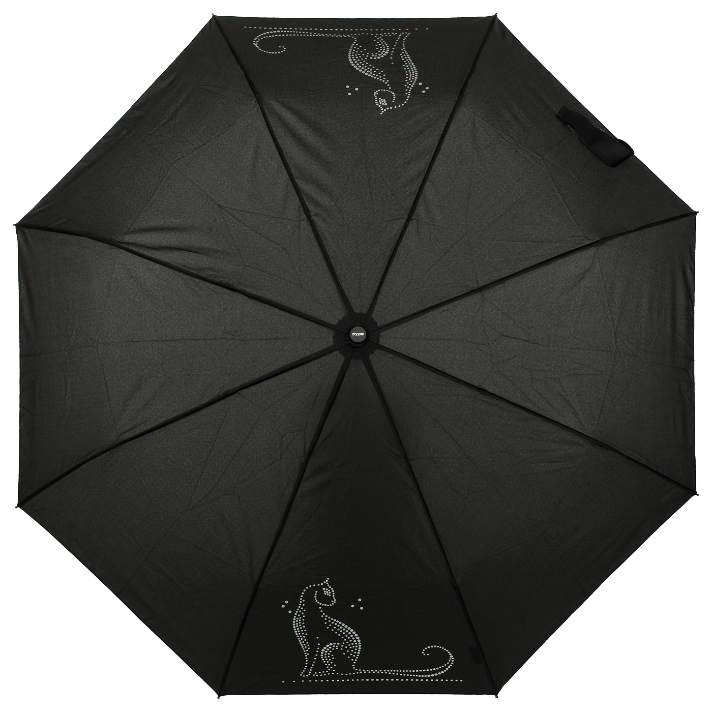 Черный зонт-автомат Doppler Cats